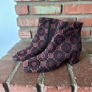 Maliparmi Tapestry Geometric Print Ankle Booties Sz 8